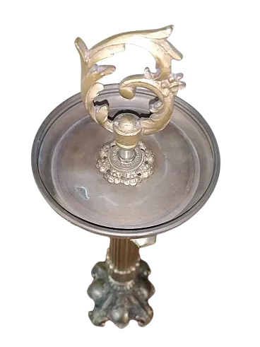 Candelabro liturgico antico da chiesa in bronzo, primo '900