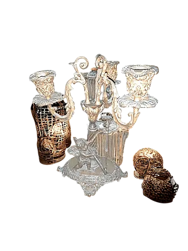 Candelabro in bronzo con putto e arpa, primo '900