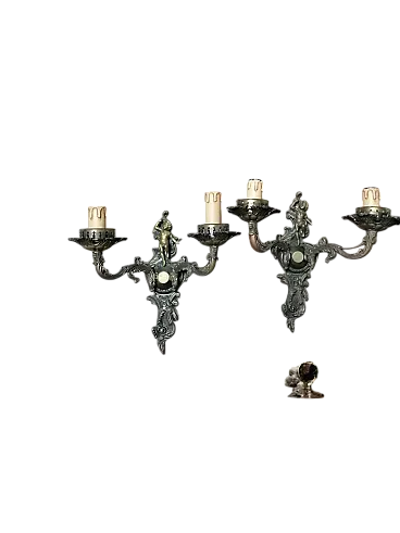 Coppia di applique con putti, primo '900