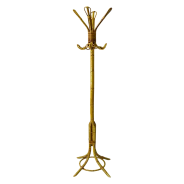 Bamboo and rattan coat rack, 1960s