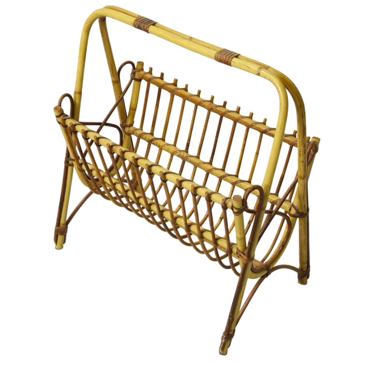 Bamboo and rattan magazine rack, 1960s 10