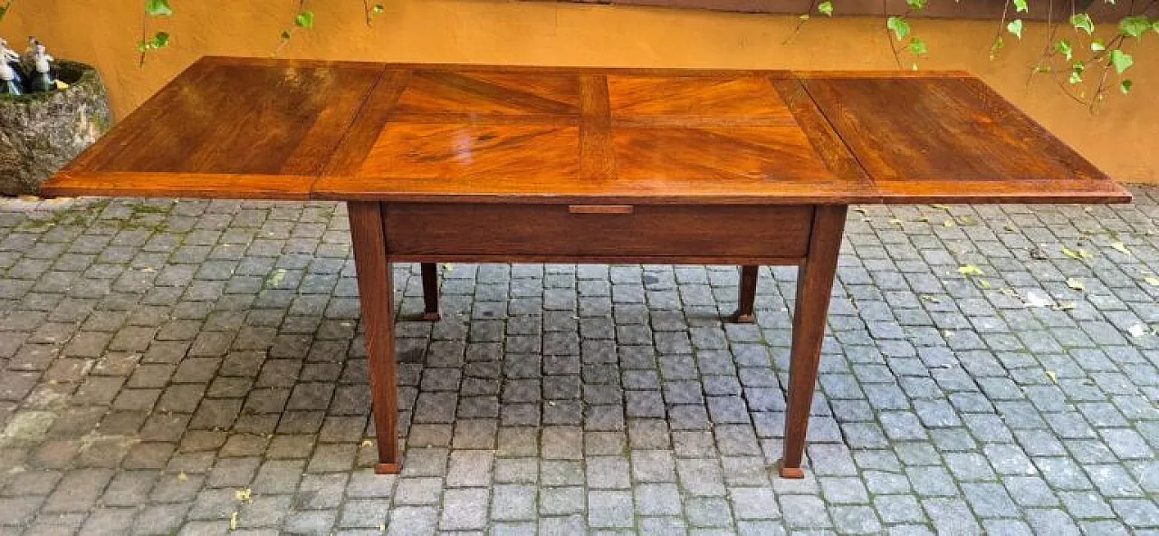 Extendable draw table in walnut and oak wood, 19th century 1
