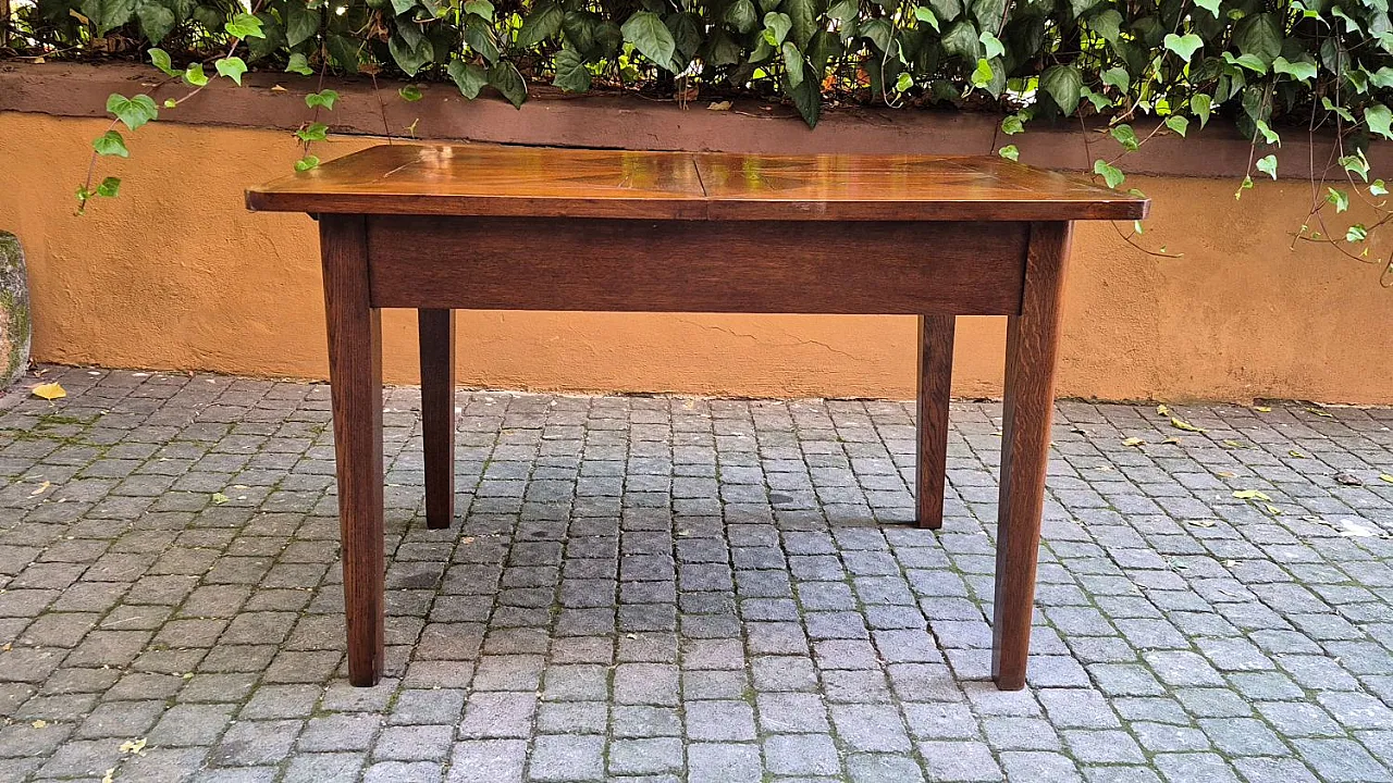 Viennese oak wood extendable table, 19th century 1