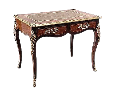 Scrivania francese Napoleone III in pregiati legni esotici, XX secolo
