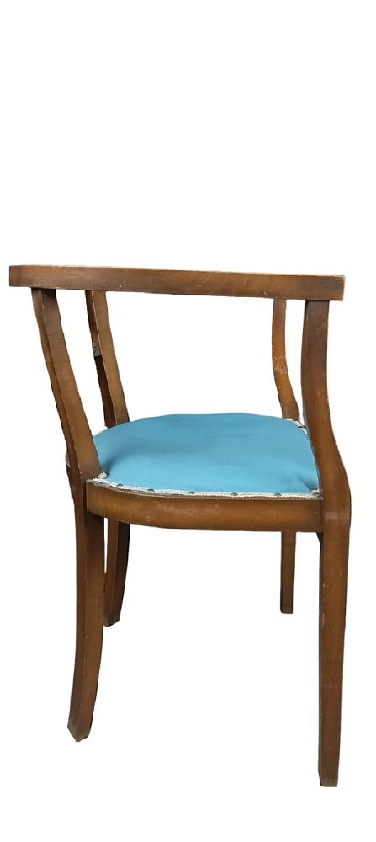 Coppia di sedie Tub in legno e tessuto, metà '900 2