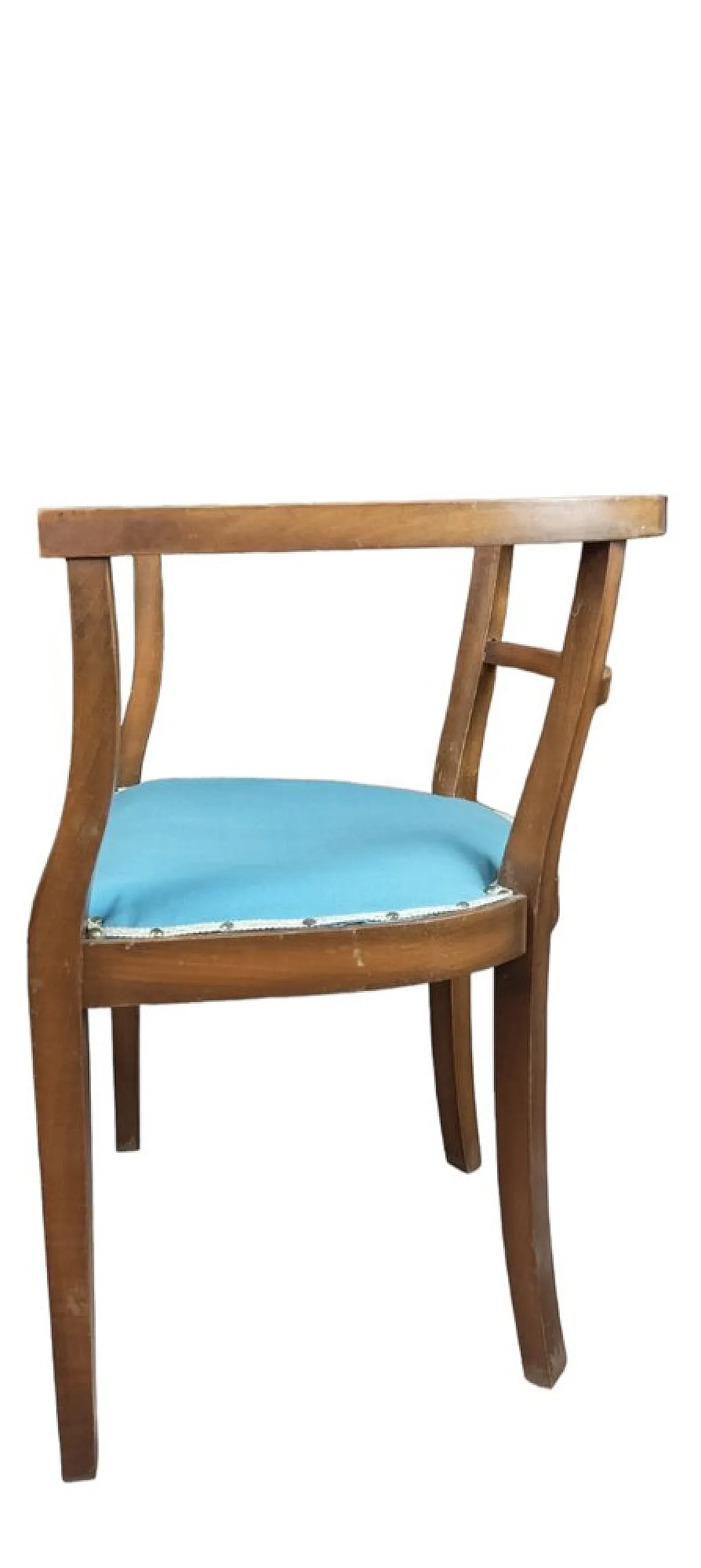 Coppia di sedie Tub in legno e tessuto, metà '900 4