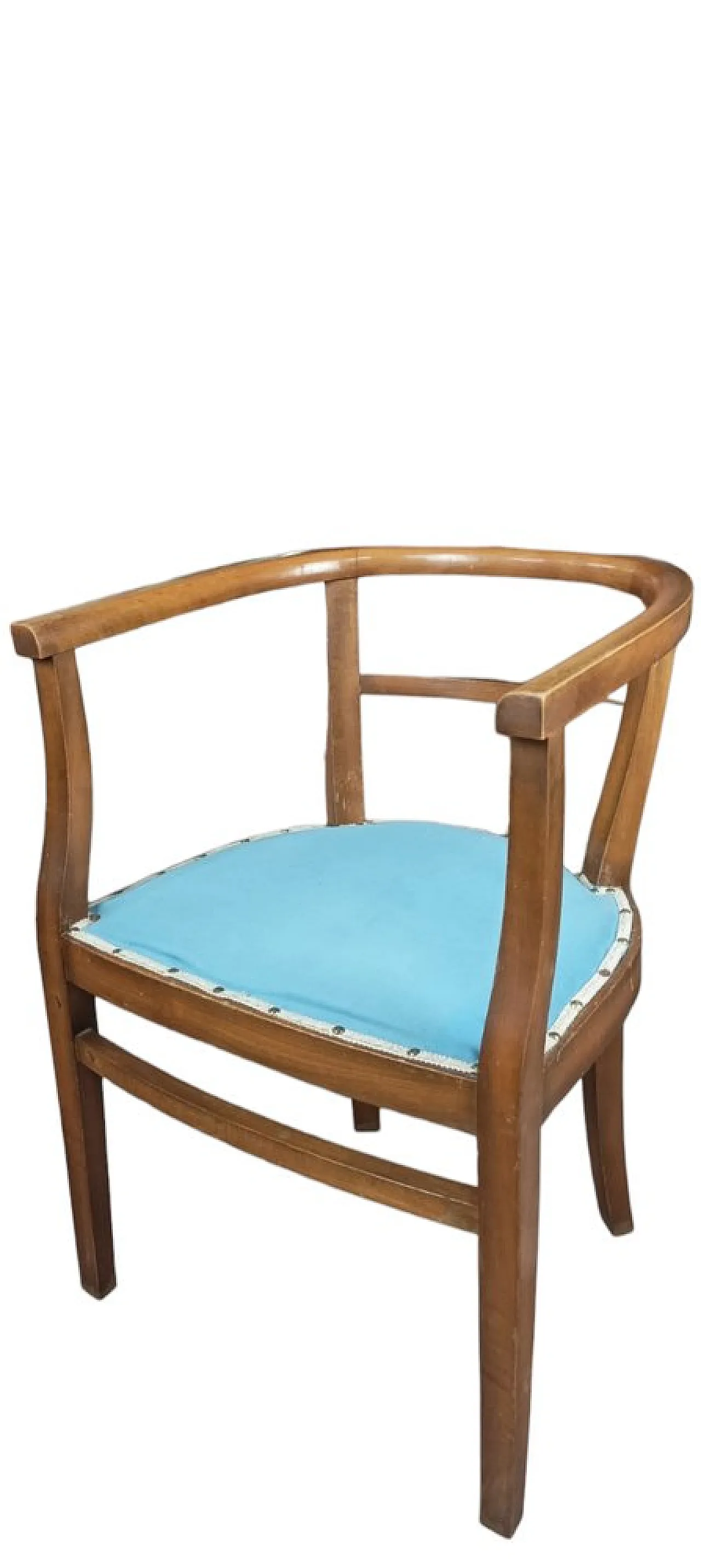 Coppia di sedie Tub in legno e tessuto, metà '900 6