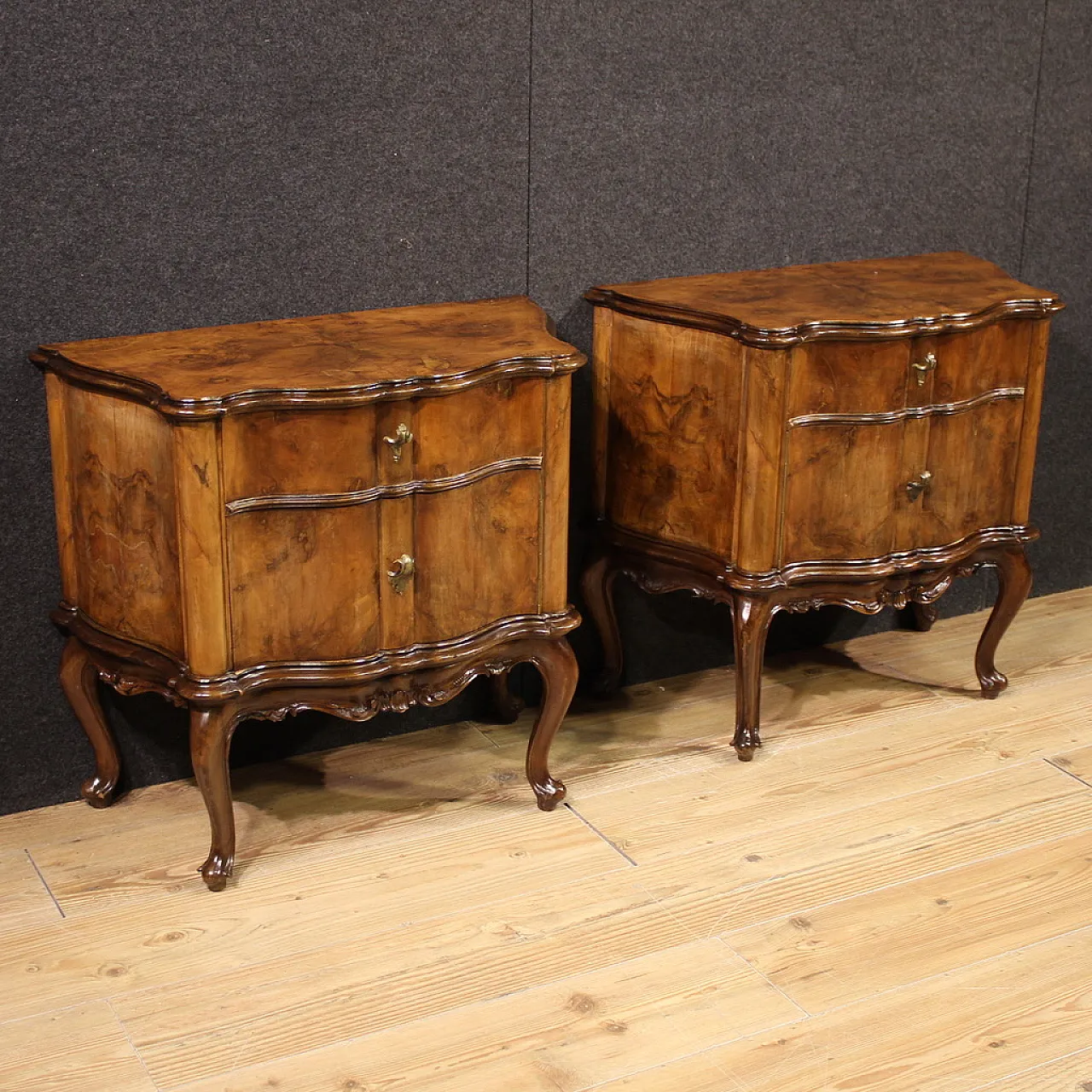Pair Venetian bedside tables, 20th century 1