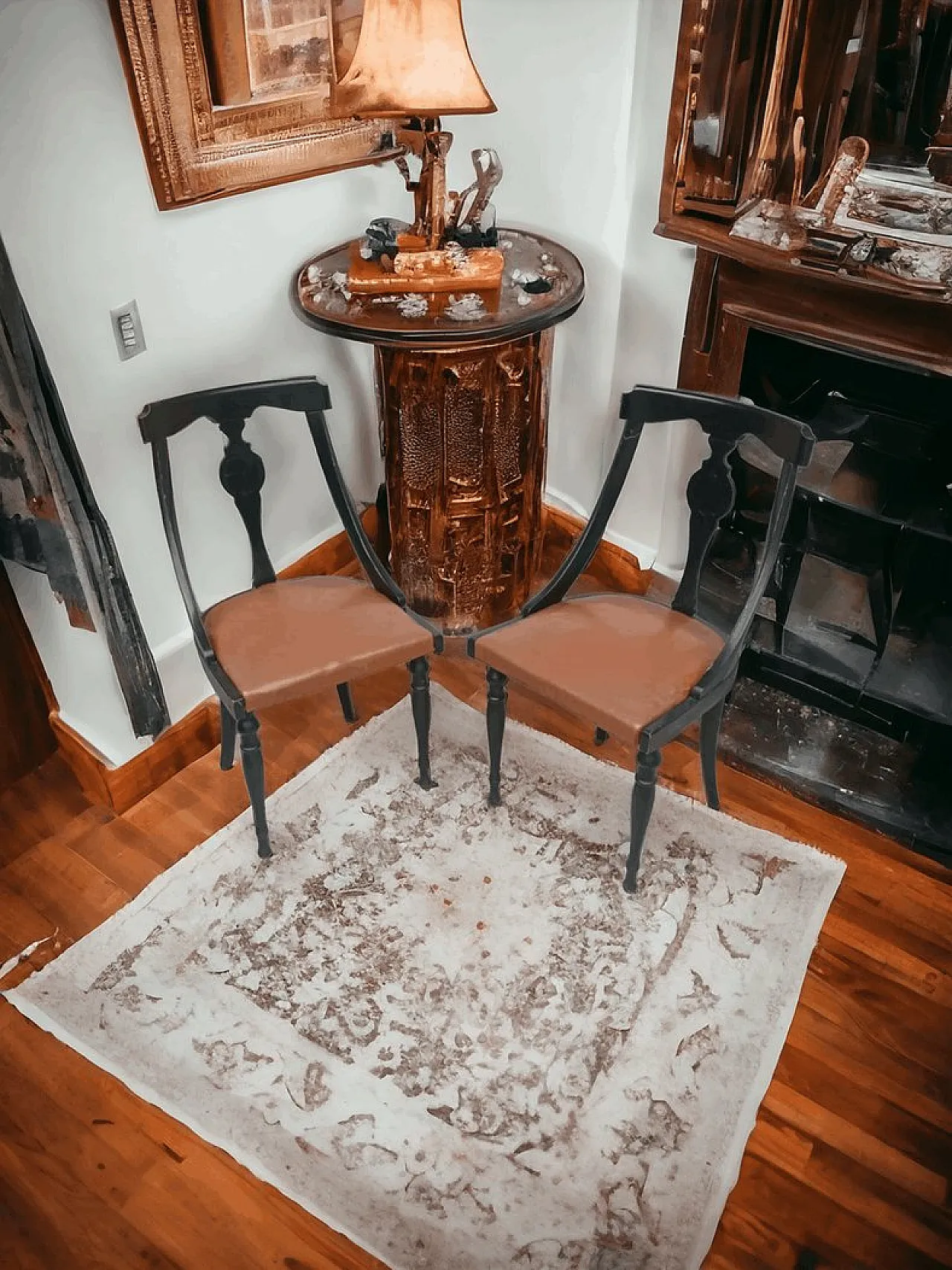 5 Sedie in legno e similpelle, metà '900 2