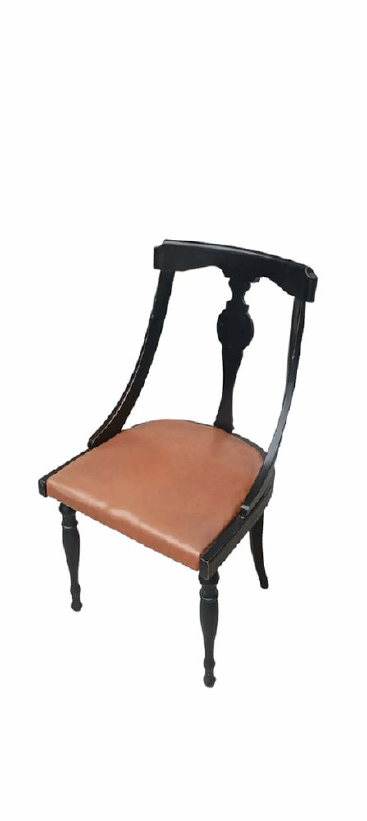 5 Sedie in legno e similpelle, metà '900 7