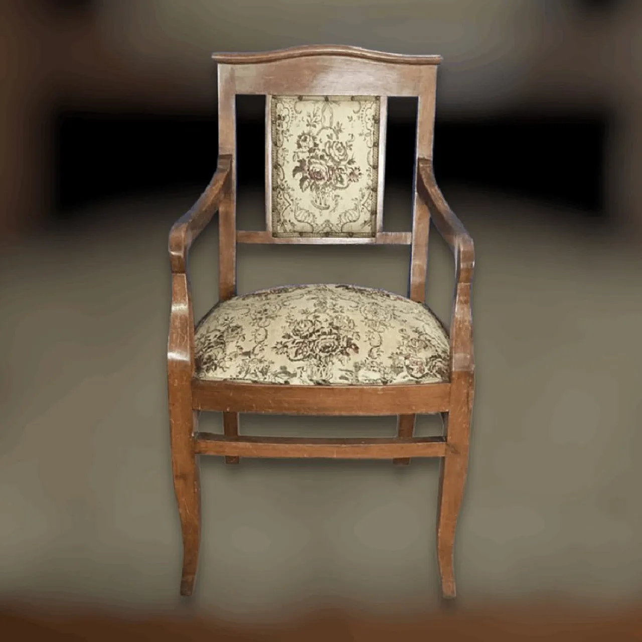 Divano con due poltrone da salotto in legno e tessuto, metà '900 5