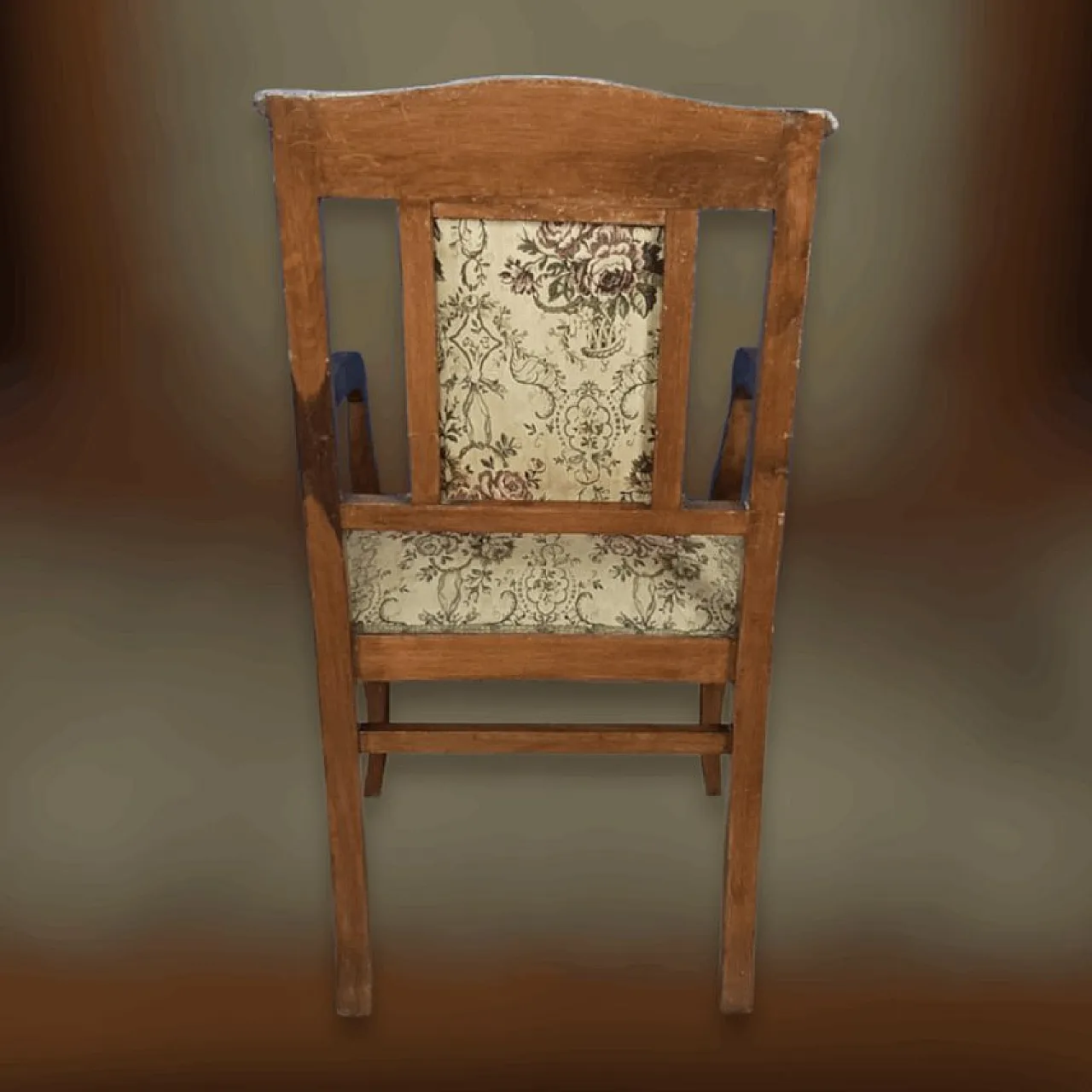 Divano con due poltrone da salotto in legno e tessuto, metà '900 7