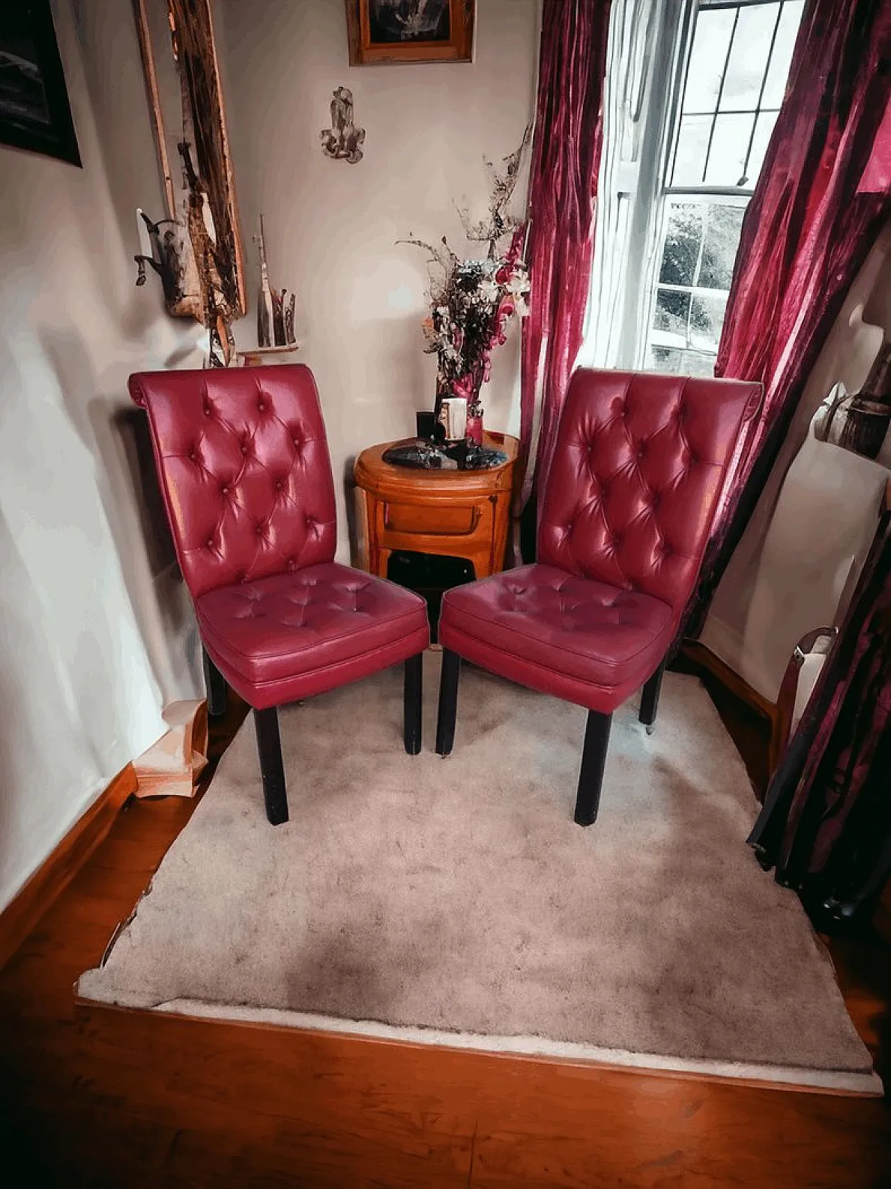 Coppa di sedie Chesterfield in pelle, anni '90 1