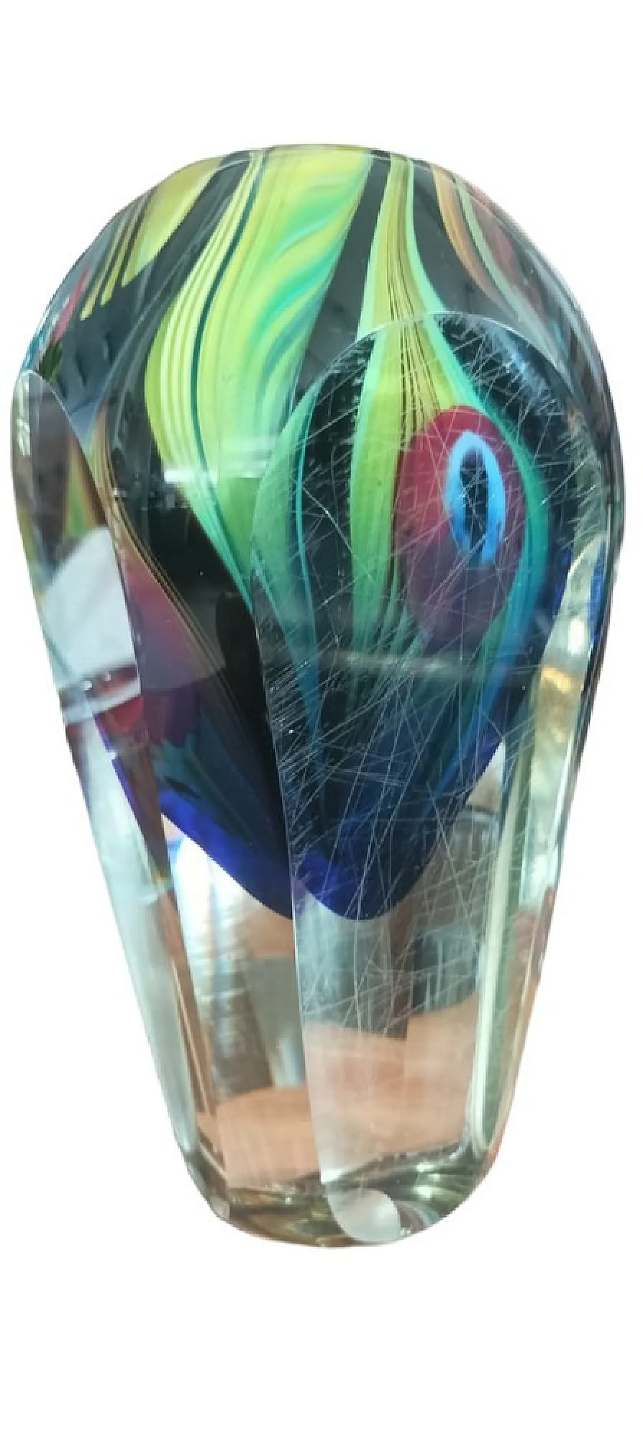 Vaso policromo in vetro sommersodi Murano, anni '90 1