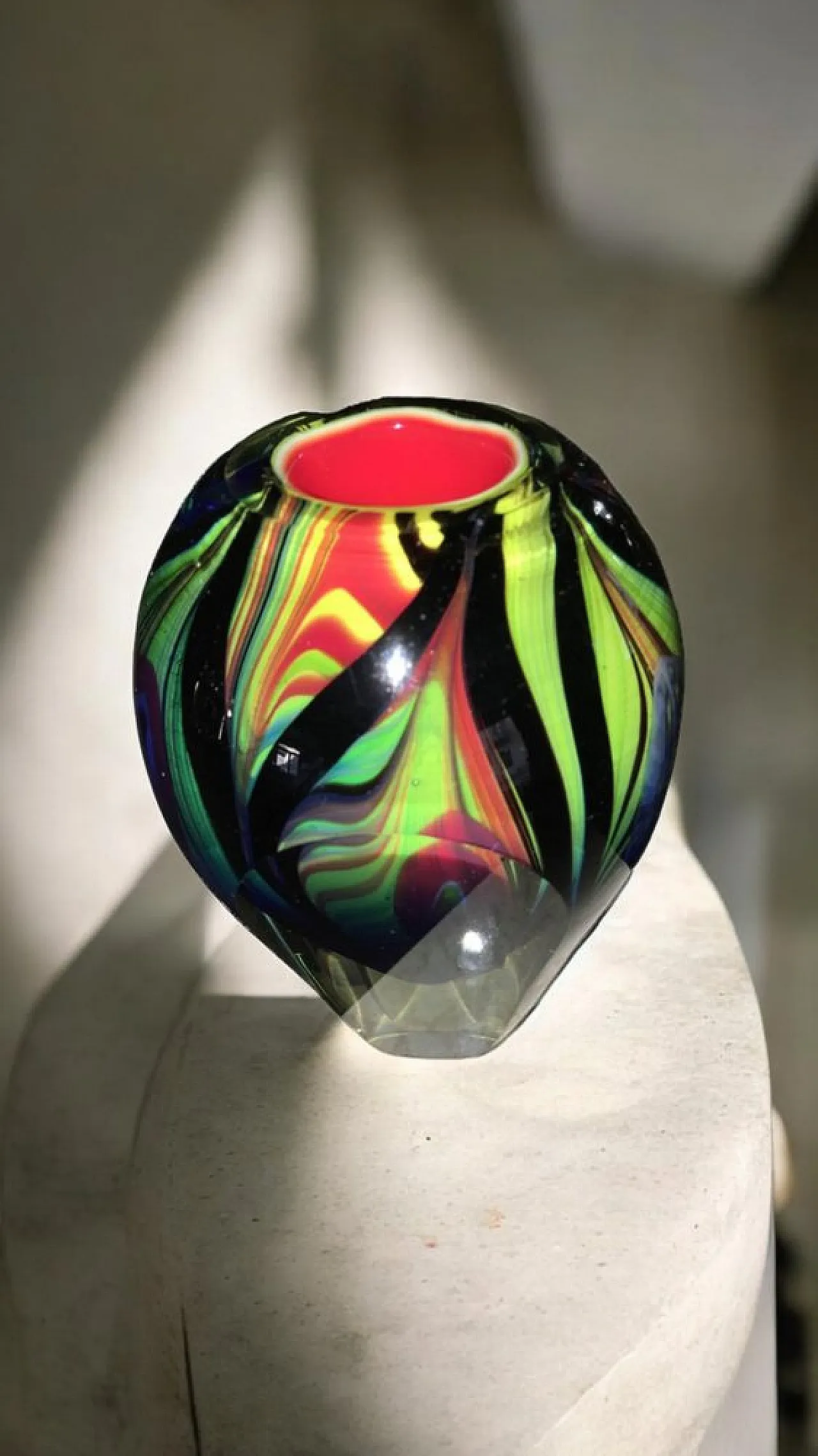 Vaso policromo in vetro sommersodi Murano, anni '90 2