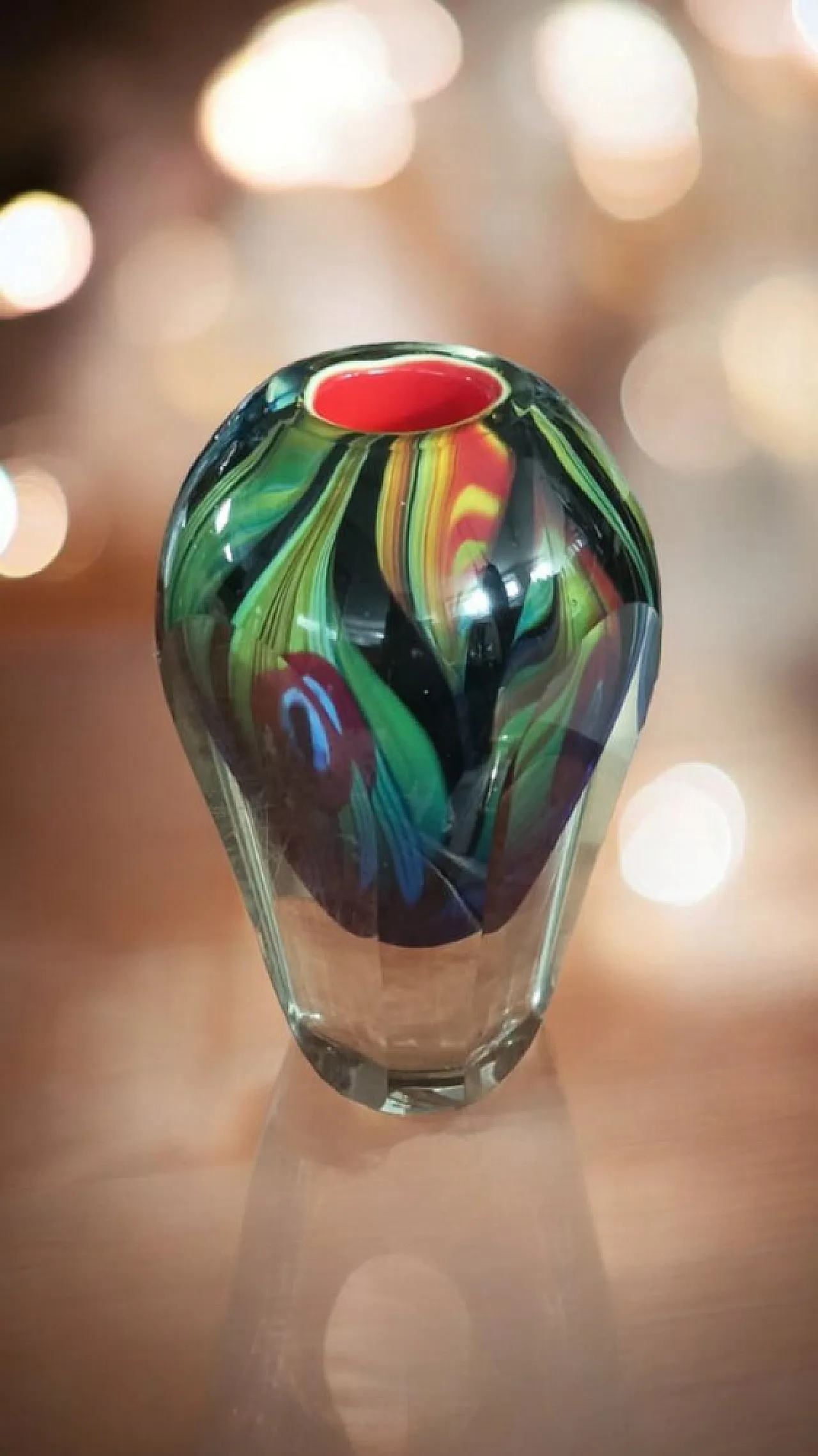 Vaso policromo in vetro sommersodi Murano, anni '90 3