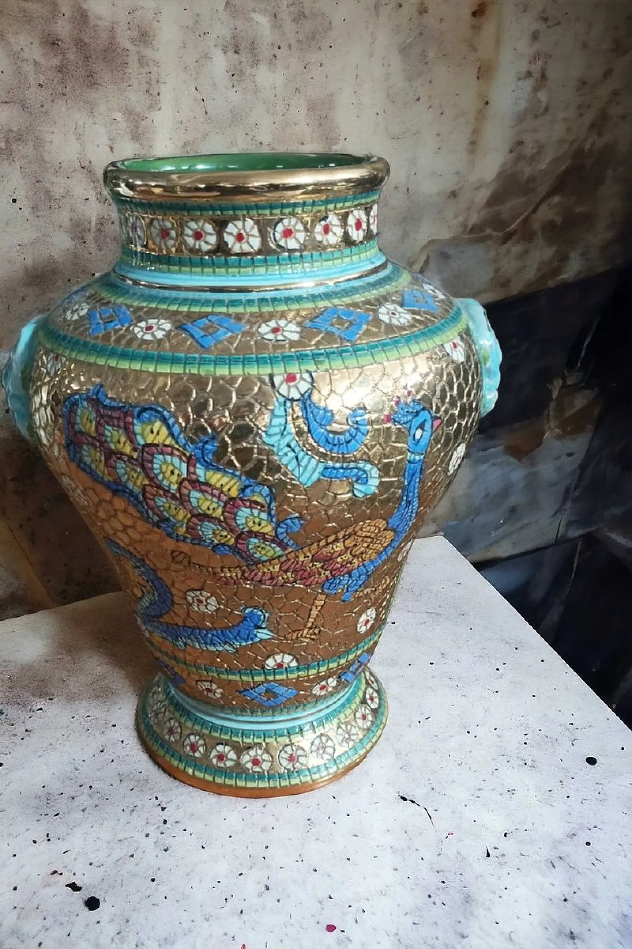 Vaso in mosaico di Deruta, anni '50 4