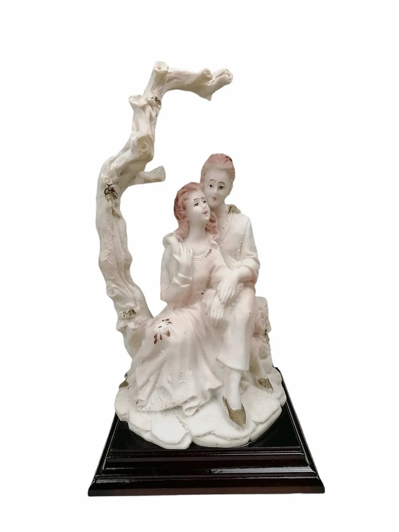 Lovers figurine with Capodimonte wood base, 1970s 1