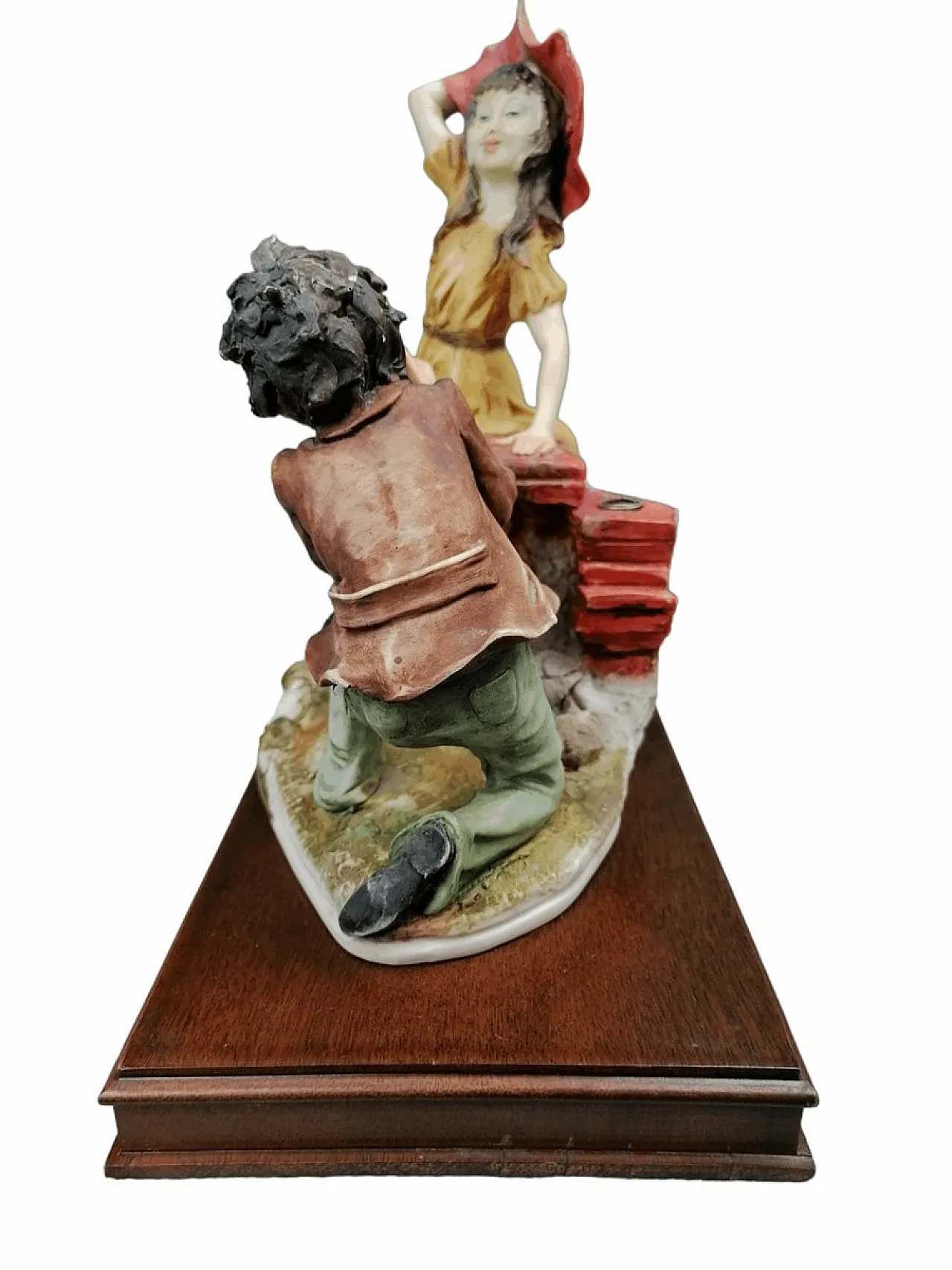 Statua Capodimonte con base in legno ragazzo di Giuseppe Armani, anni '70 2