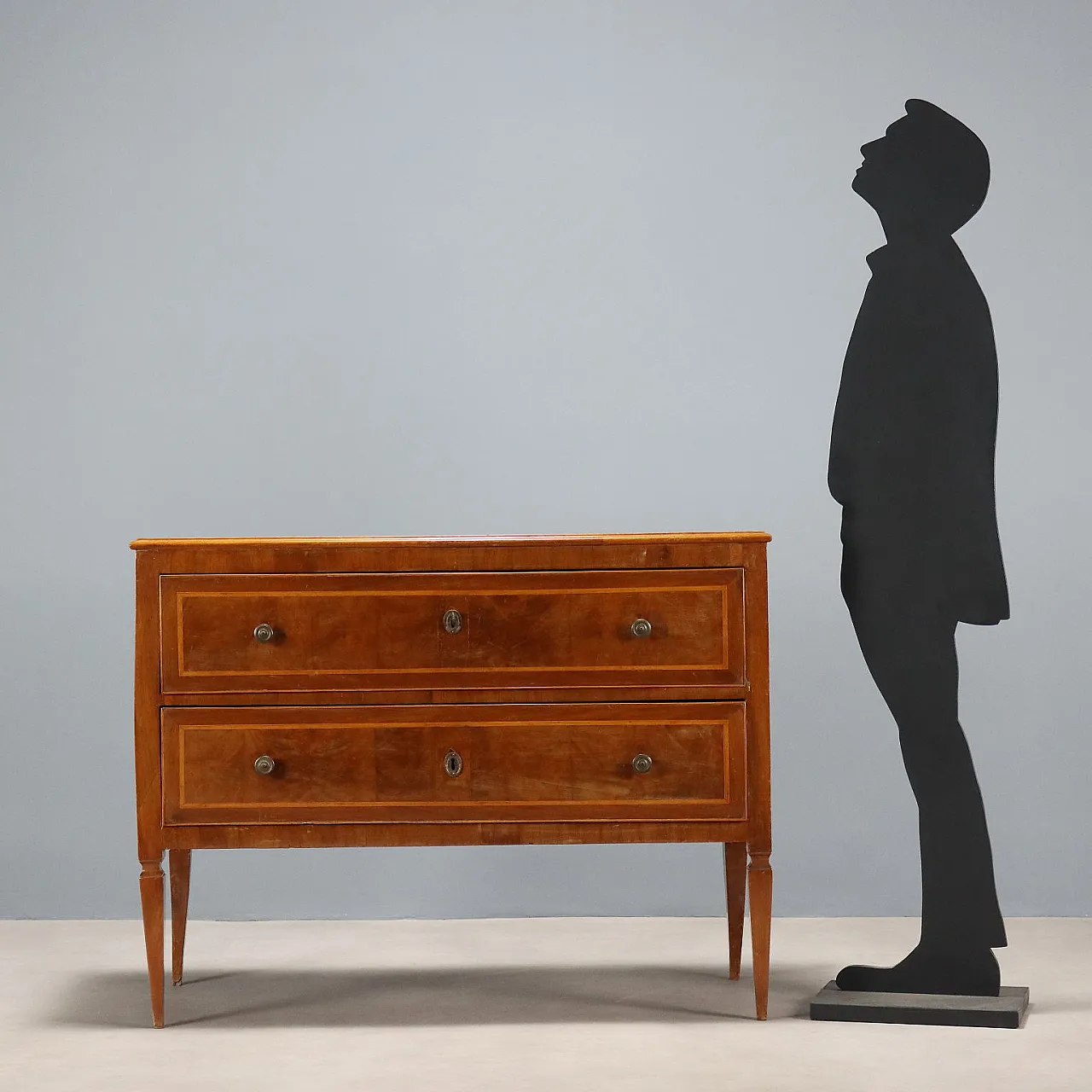 Cassettiera neoclassica in mogano, acero e bronzo, '700 2