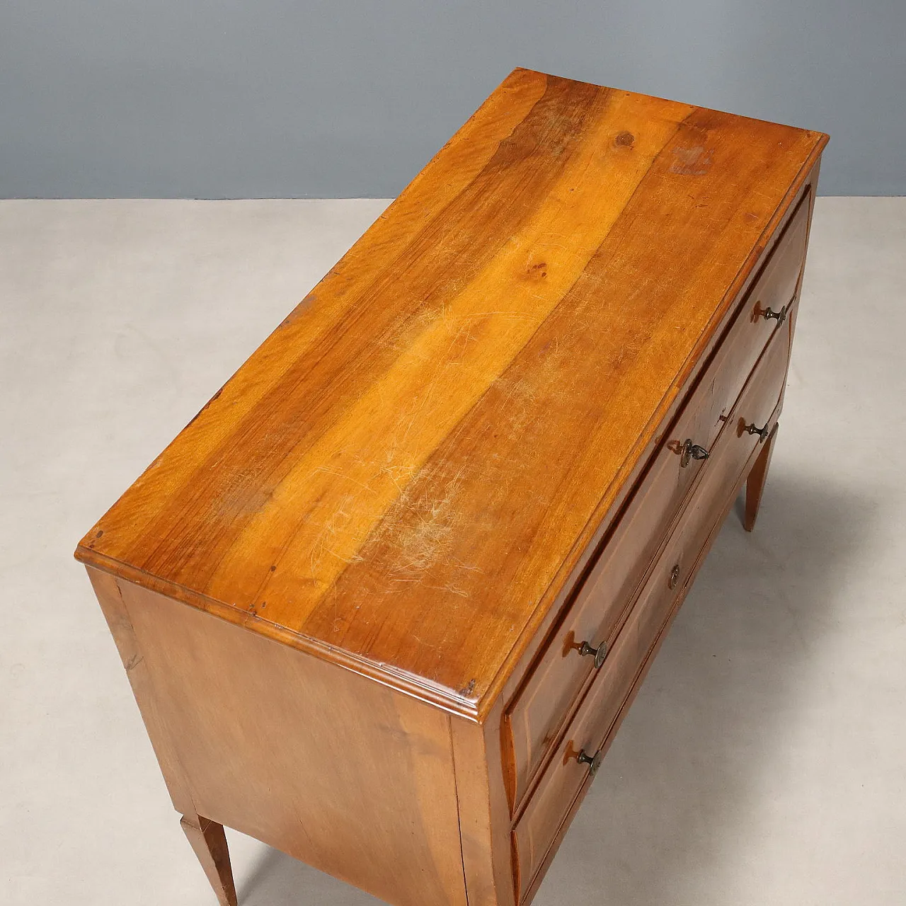 Cassettiera neoclassica in mogano, acero e bronzo, '700 8