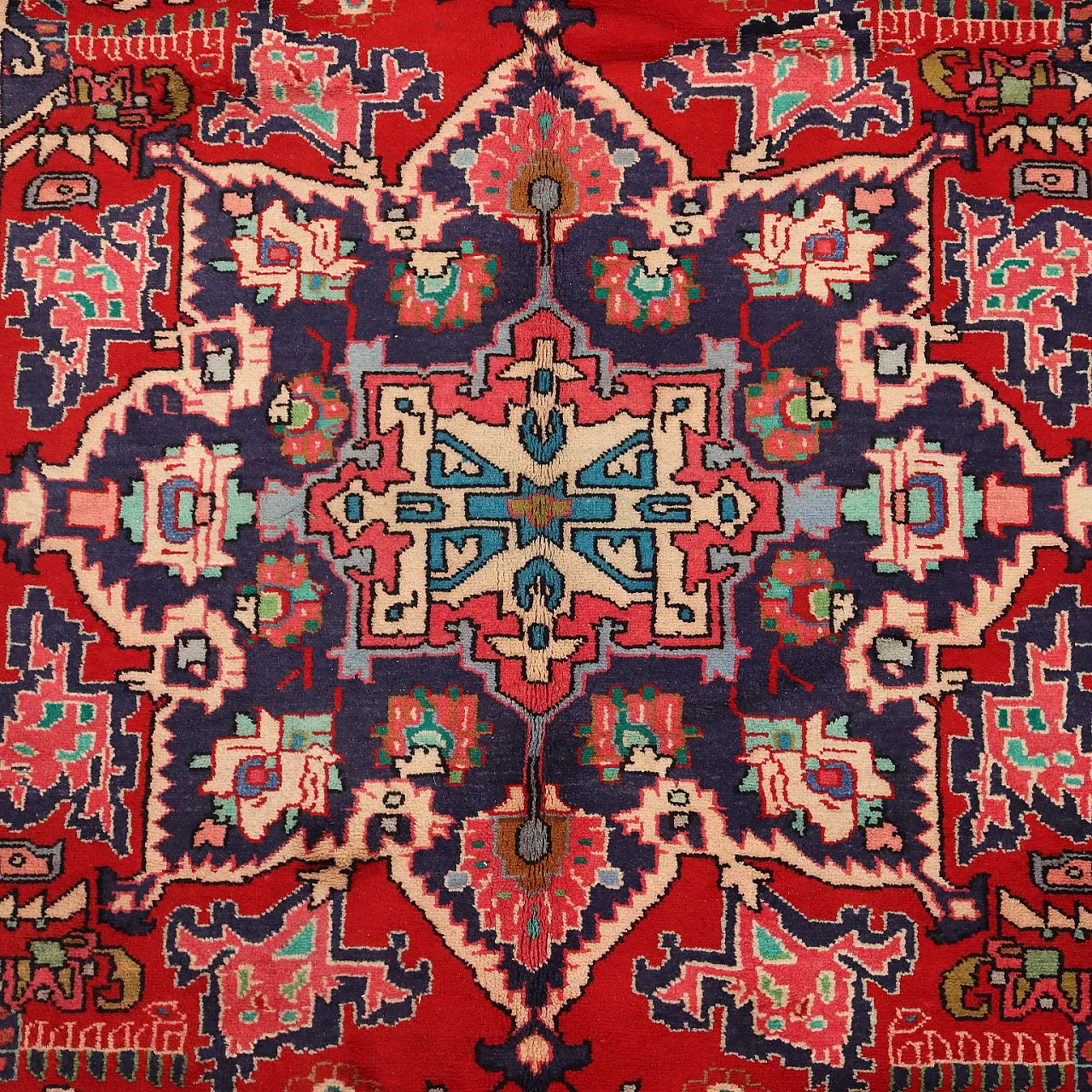 Tappeto Nahavand in cotone e lana, nodo grosso, fatto a mano, '900 4