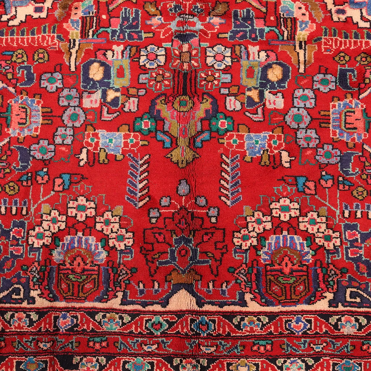 Tappeto Nahavand in cotone e lana, nodo grosso, fatto a mano, '900 5