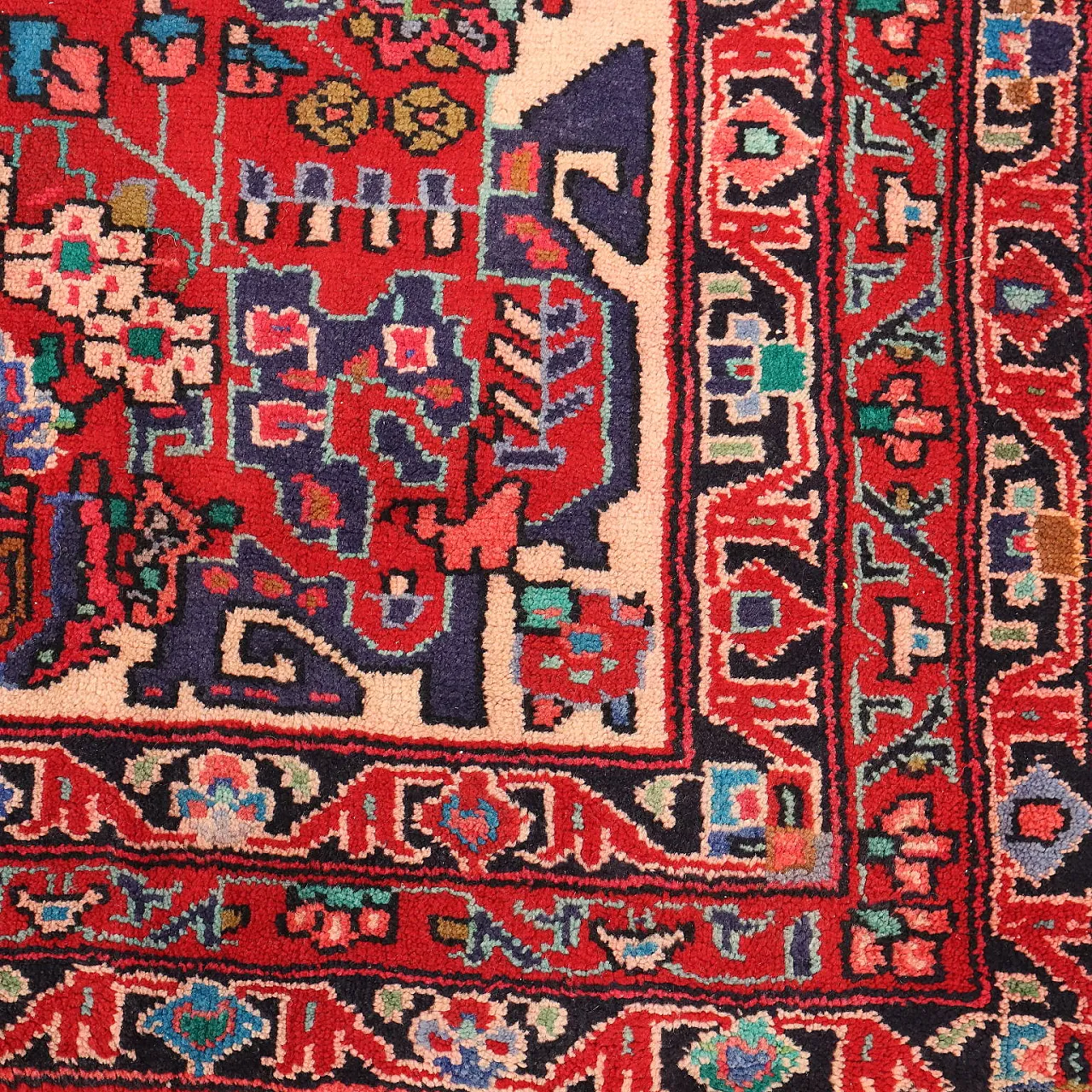 Tappeto Nahavand in cotone e lana, nodo grosso, fatto a mano, '900 6