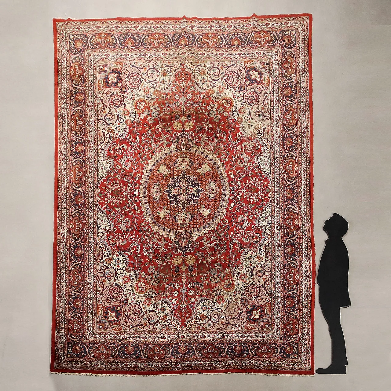 Tappeto Kashmir in cotone e lana, maglia fine, fatto a mano, '900 2