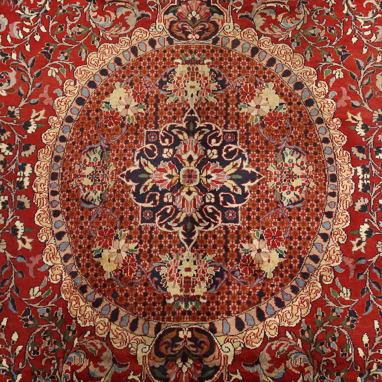 Tappeto Kashmir in cotone e lana, maglia fine, fatto a mano, '900 4