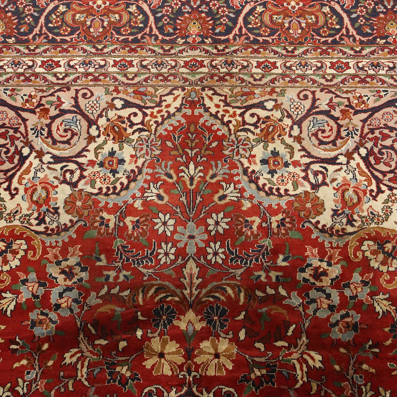 Tappeto Kashmir in cotone e lana, maglia fine, fatto a mano, '900 5