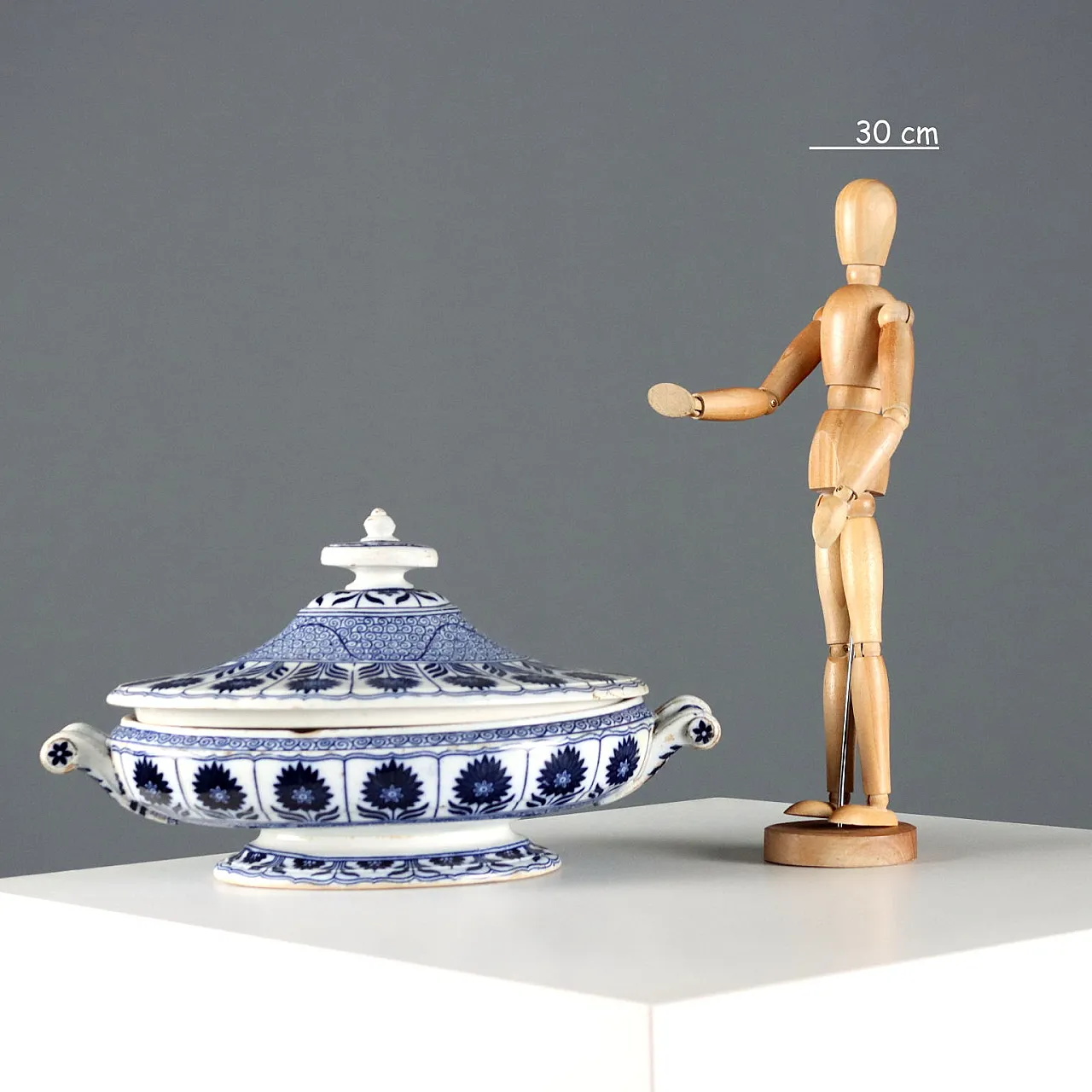 Zuppiera ovale in porcellana con decorata orientalisti blu, '900 2