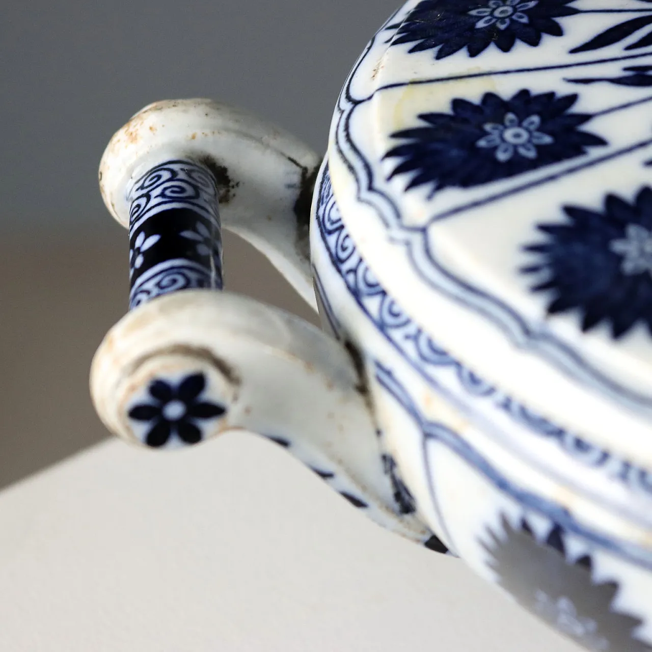 Zuppiera ovale in porcellana con decorata orientalisti blu, '900 3