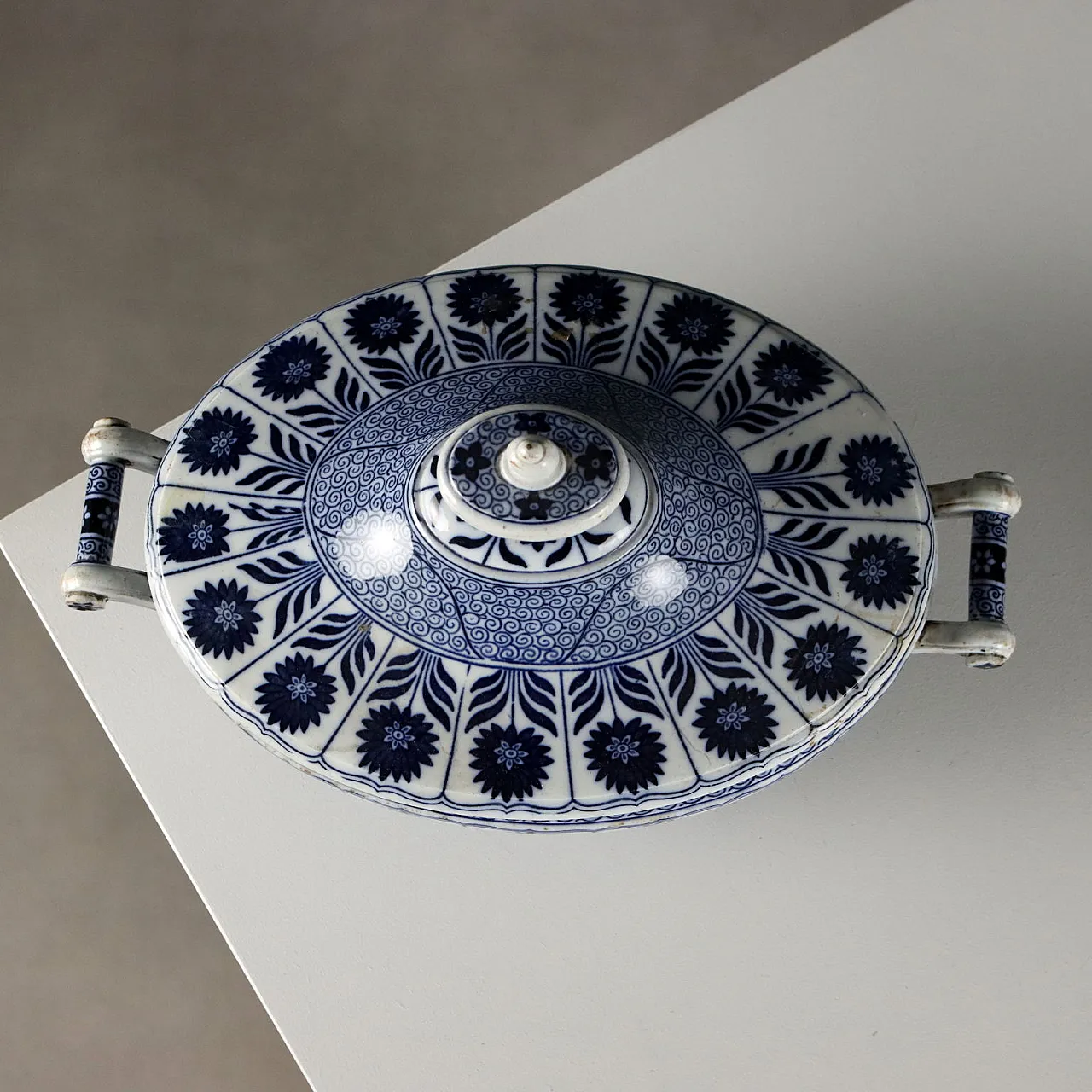 Zuppiera ovale in porcellana con decorata orientalisti blu, '900 4