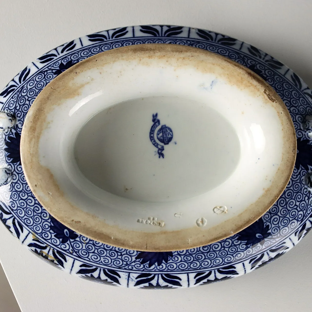 Zuppiera ovale in porcellana con decorata orientalisti blu, '900 9