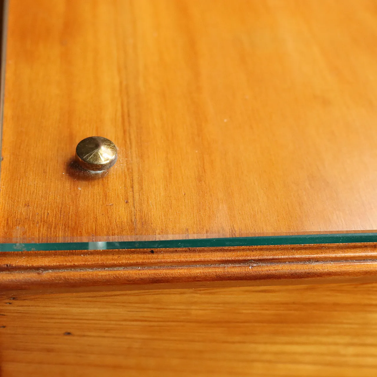 Consolle a parete in acero impiallacciato con piano in vetro, anni '60 9