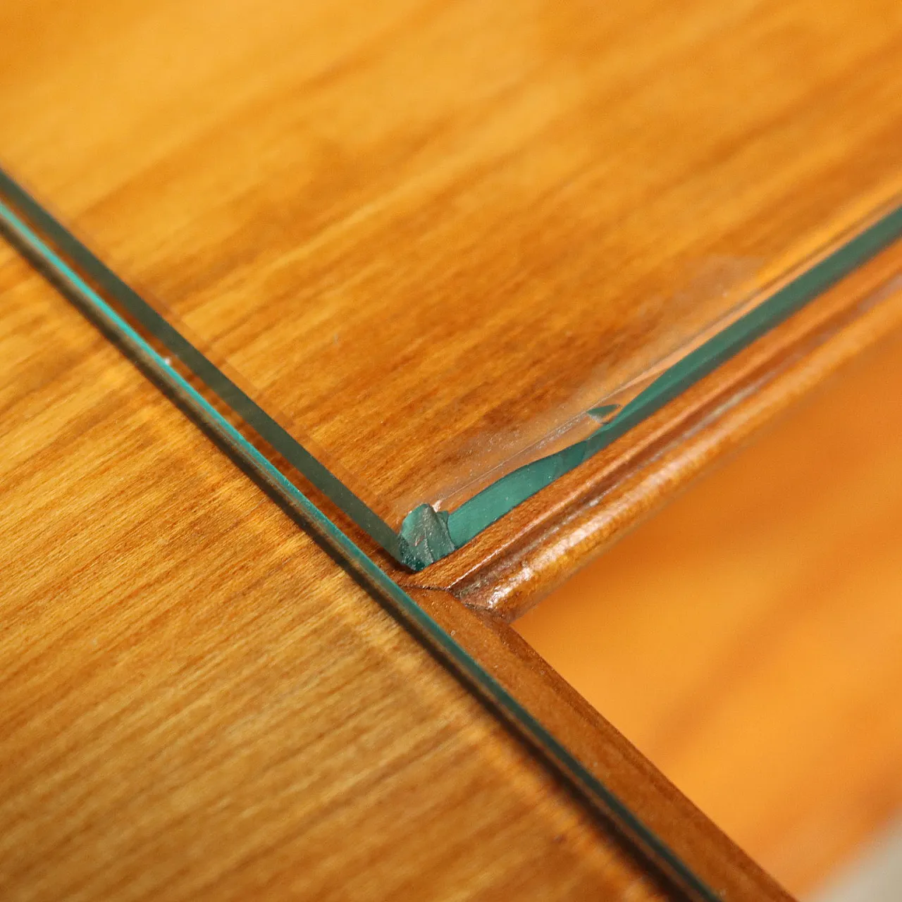 Consolle a parete in acero impiallacciato con piano in vetro, anni '60 10