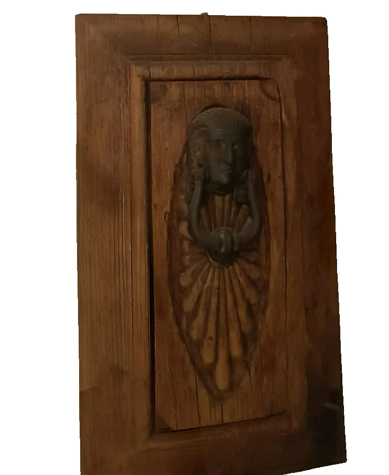 ✨ Pair of Antique Carved Wooden Panels - With Iron Knocker 2