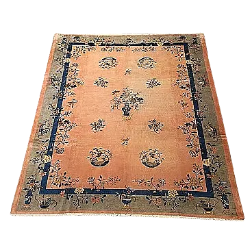 Tappeto Pechino in cotone e lana, nodo grosso, realizzato a mano, '900