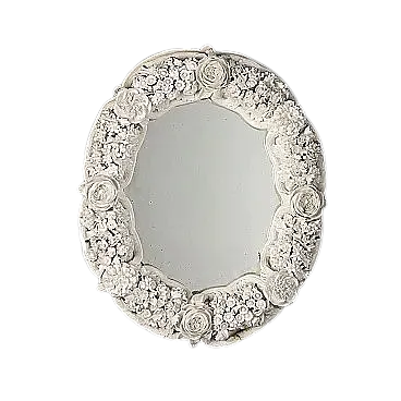 Specchio veneziano in vetro bianco con lavorazioni floreali, '800