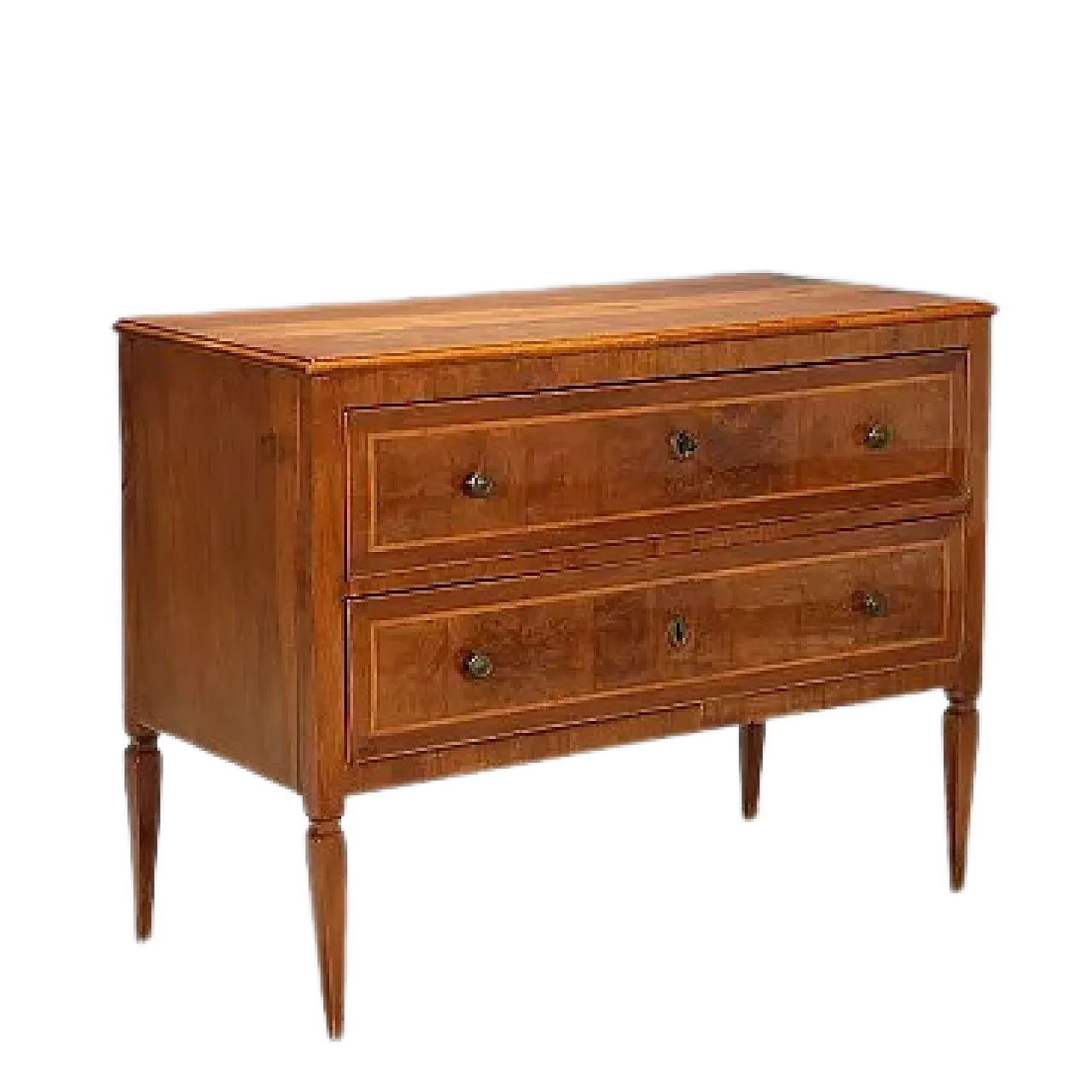 Cassettiera neoclassica in mogano, acero e bronzo, '700 12