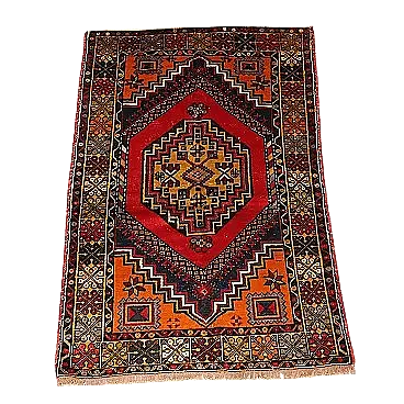 Tappeto Jorun in cotone e lana, nodo grosso, realizzato a mano, '900