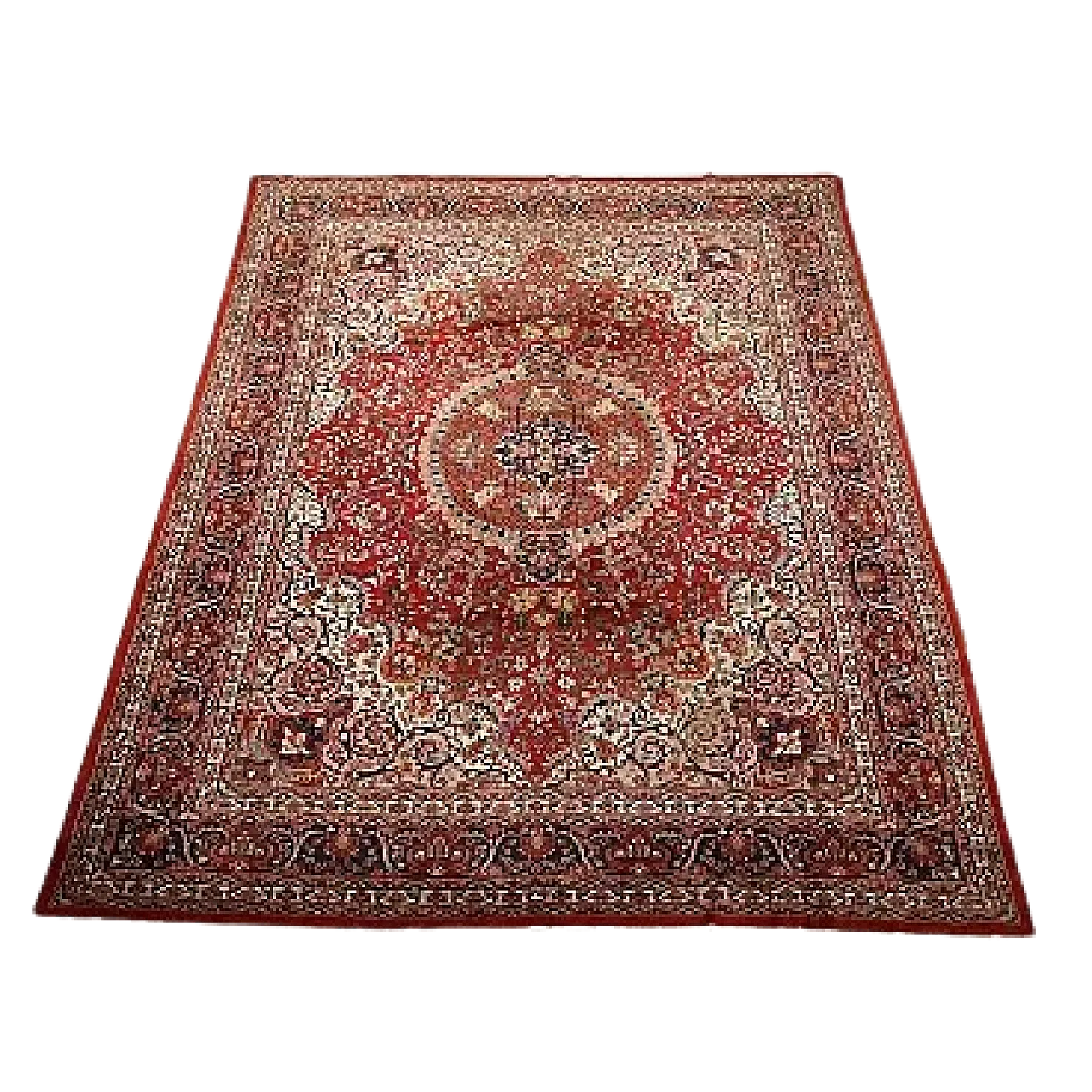 Tappeto Kashmir in cotone e lana, maglia fine, fatto a mano, '900 10