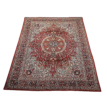 Tappeto Kashmir in cotone e lana, maglia fine, fatto a mano, '900