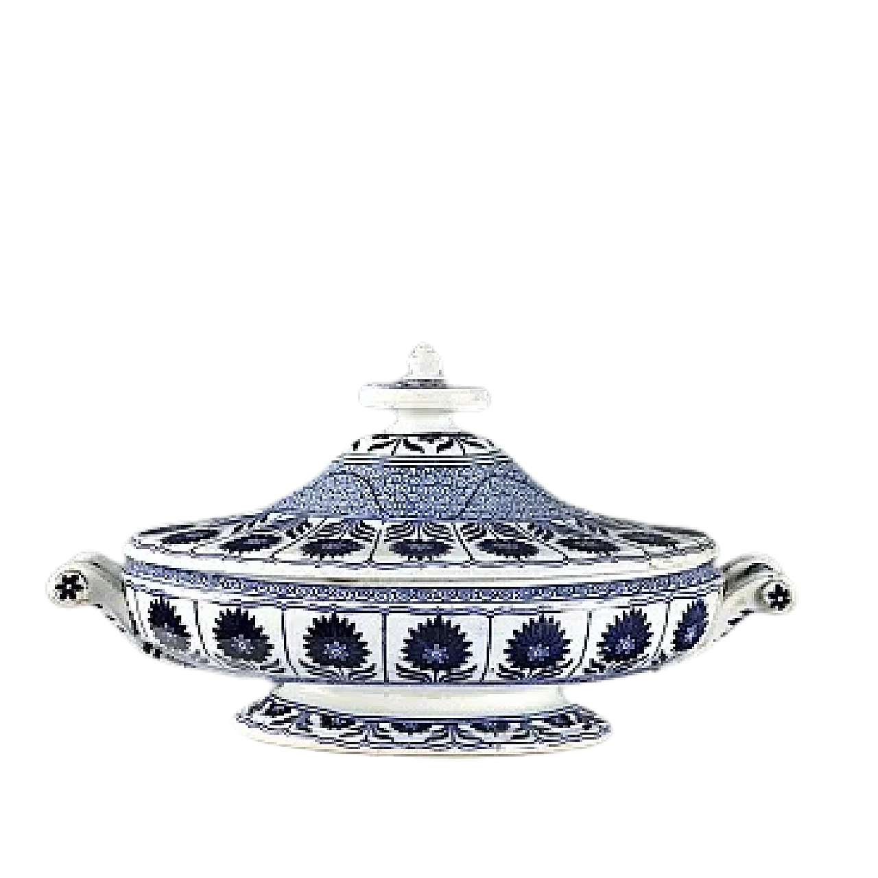 Zuppiera ovale in porcellana con decorata orientalisti blu, '900 12