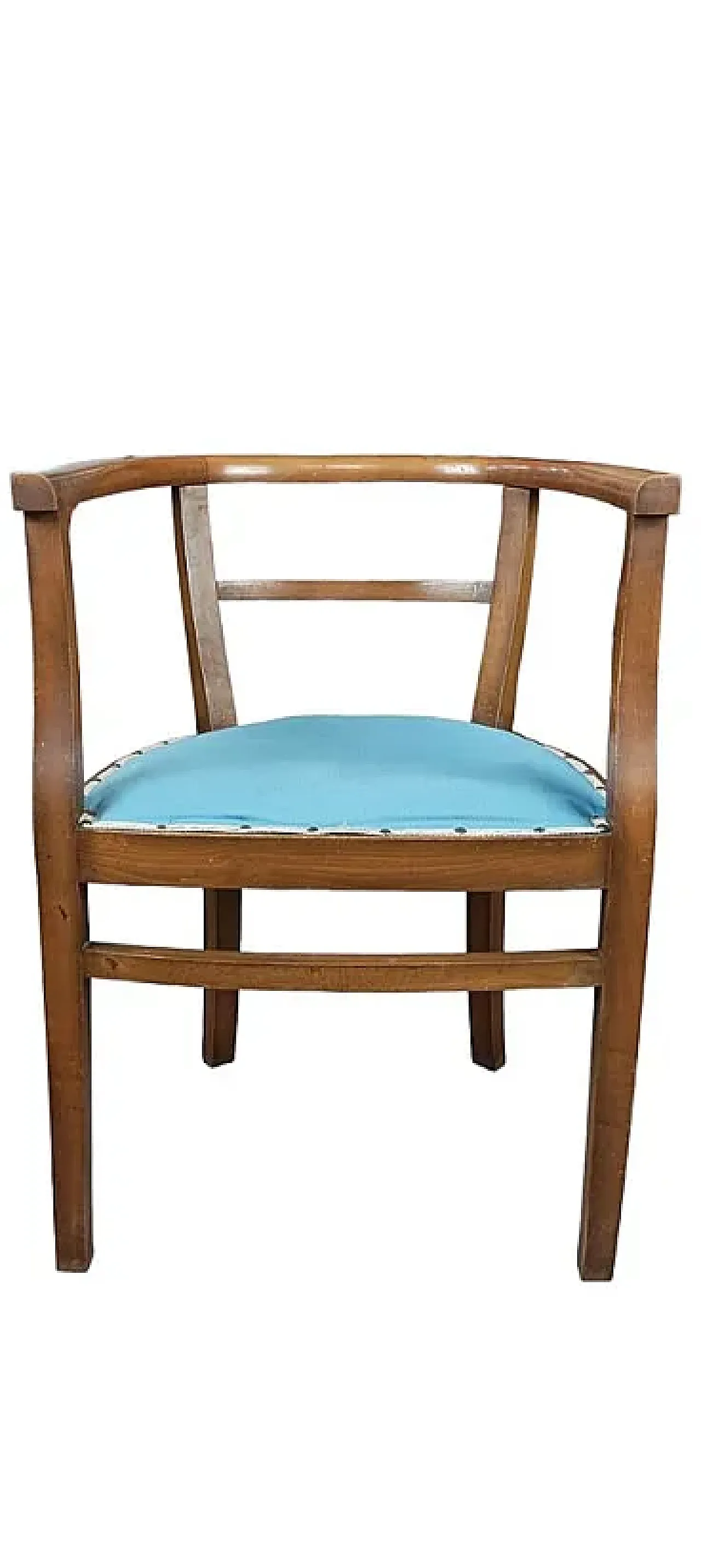 Coppia di sedie Tub in legno e tessuto, metà '900 8