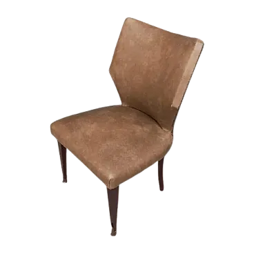 Coppia di poltrone da letto in pelle beige, metà '900