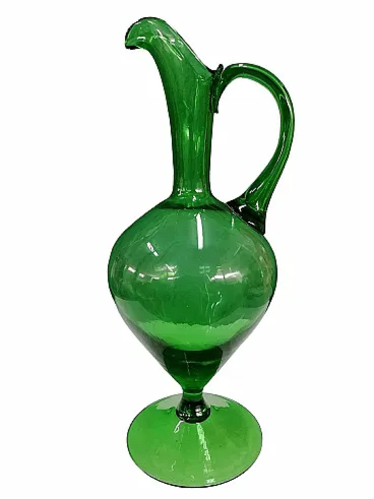 Vaso brocca in vetro soffiato attribuito a Taddei per Empoli, '900 6