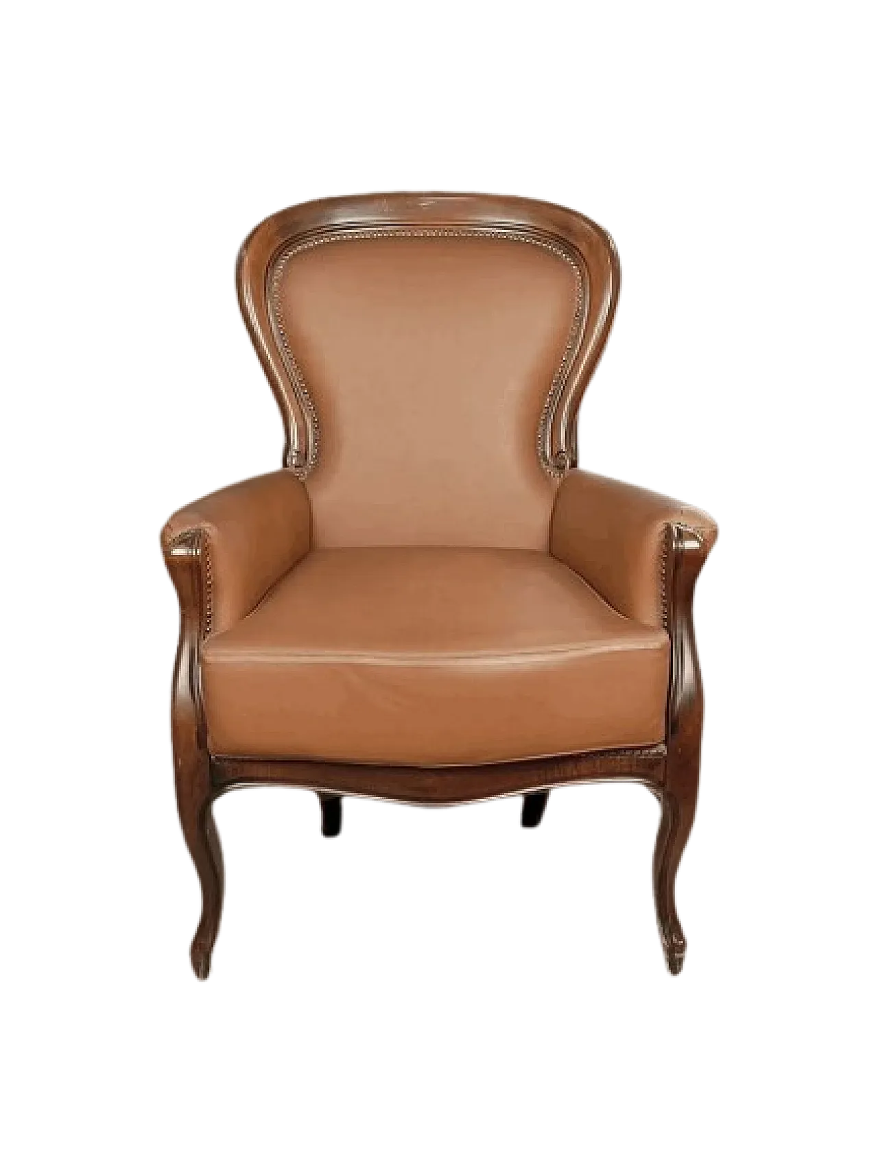 Poltrona in pelle e noce, metà '900 7