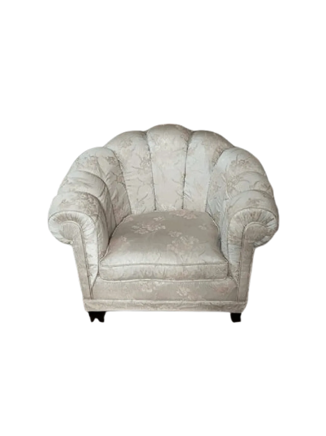 Poltrona damascata a forma di conchiglia, anni '80 4
